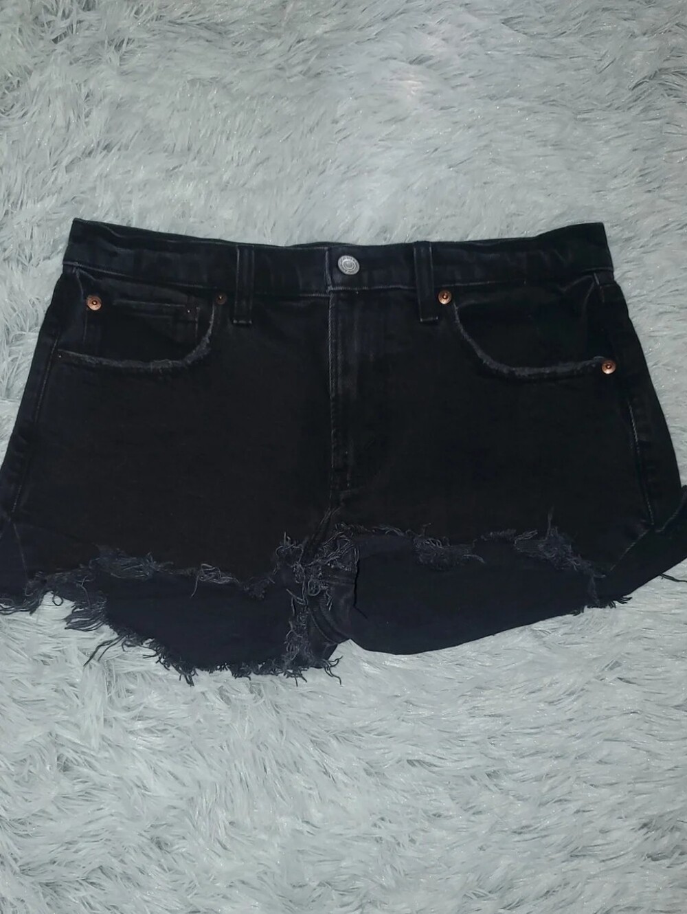 **Abercrombie & Fitch The Mom Short Black Denim Shorts Women’s 28/6 Mid Rise**
